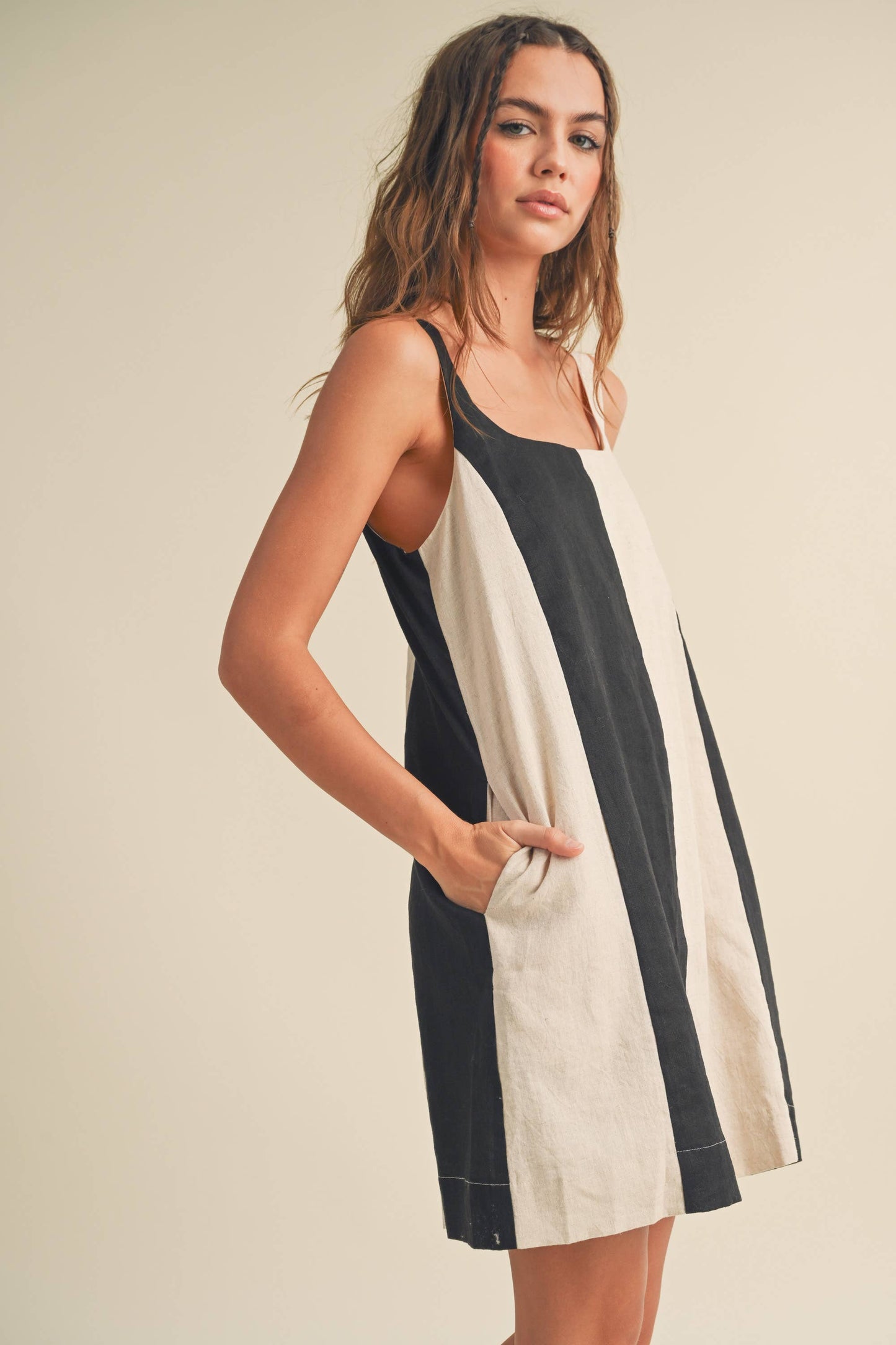 Colette Linen Color Block Dress