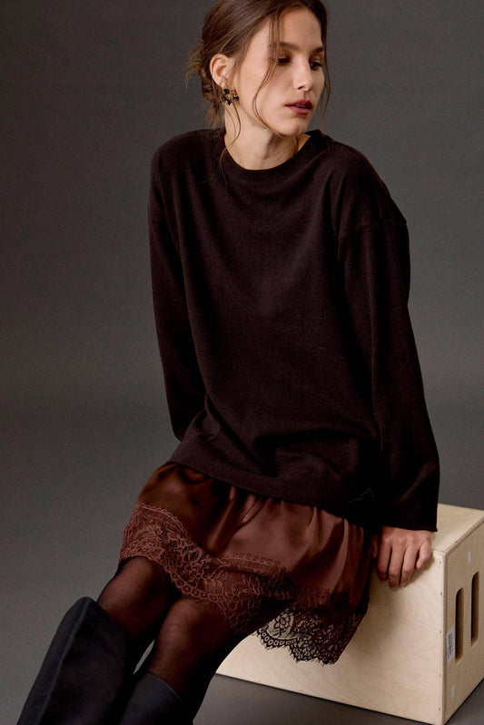The Marielle Lace-Trim Sweater Dress
