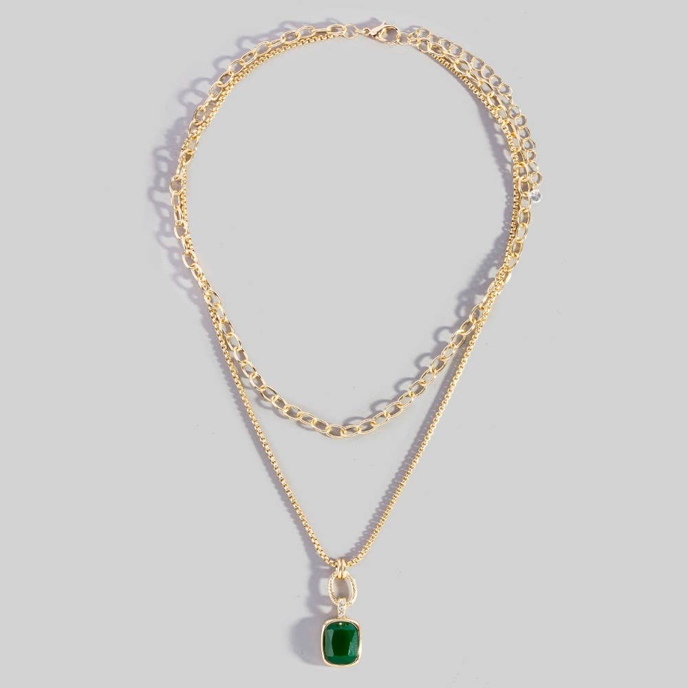 Layered Crystal Pendant Necklace