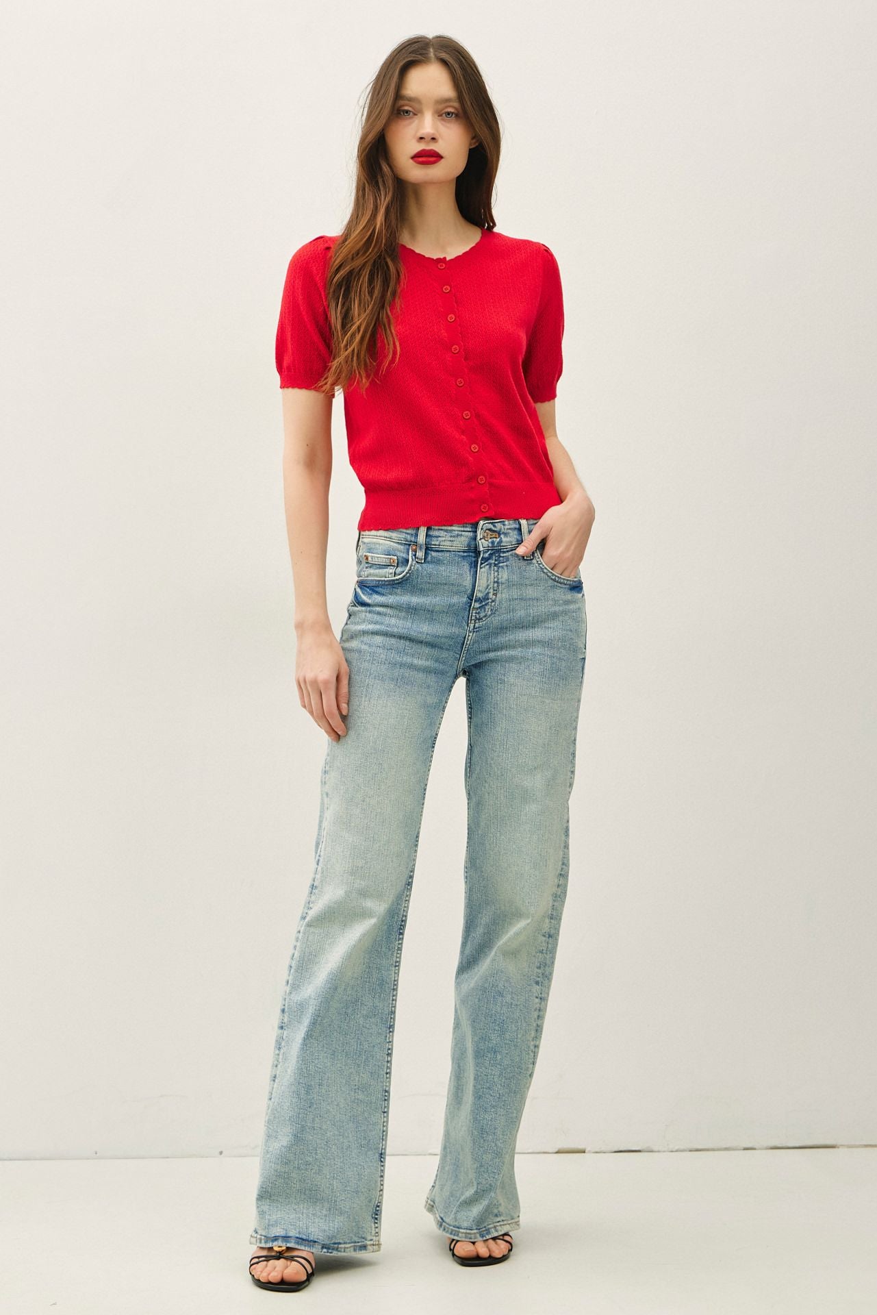 The Lila Knit Top in Red