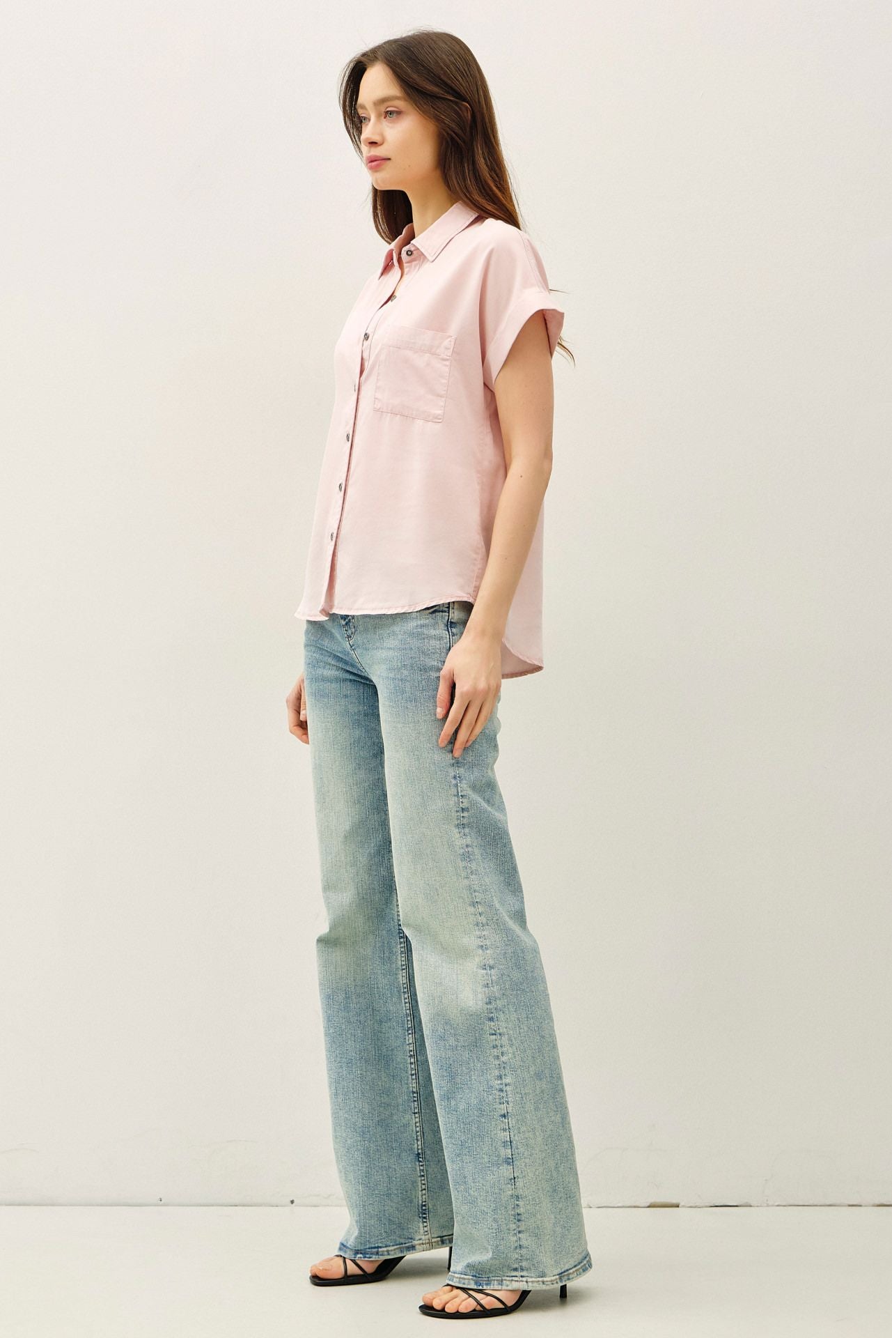 Tinley Pink Button up Top