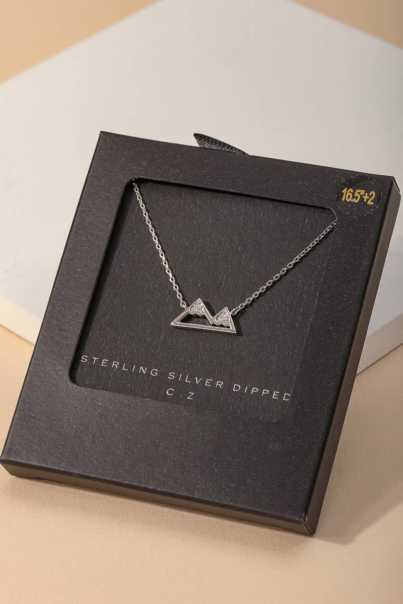 Gold Dipped Secret Box Mountain Pendant Necklace