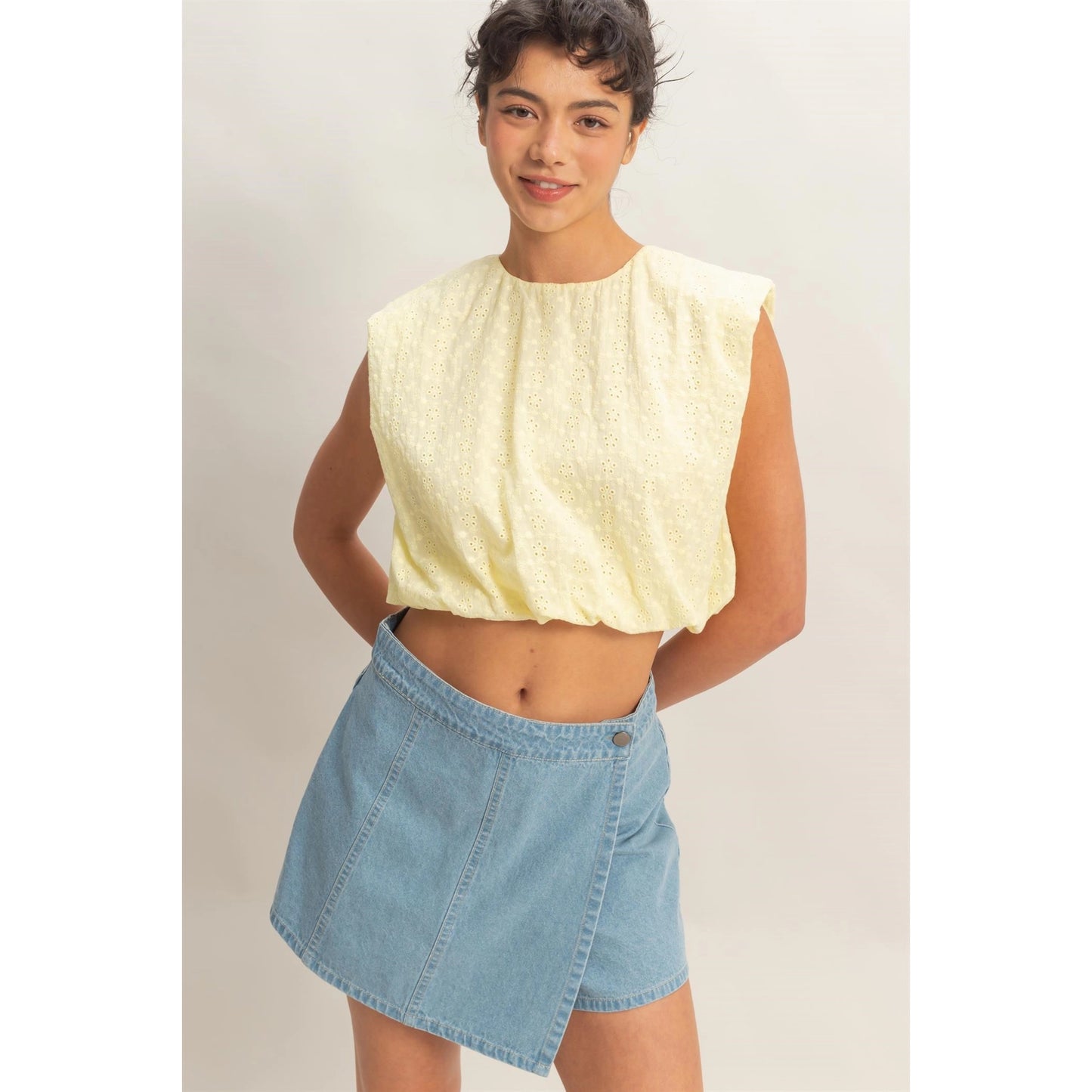 The Lemon Blossom Eyelet Bubble Tank