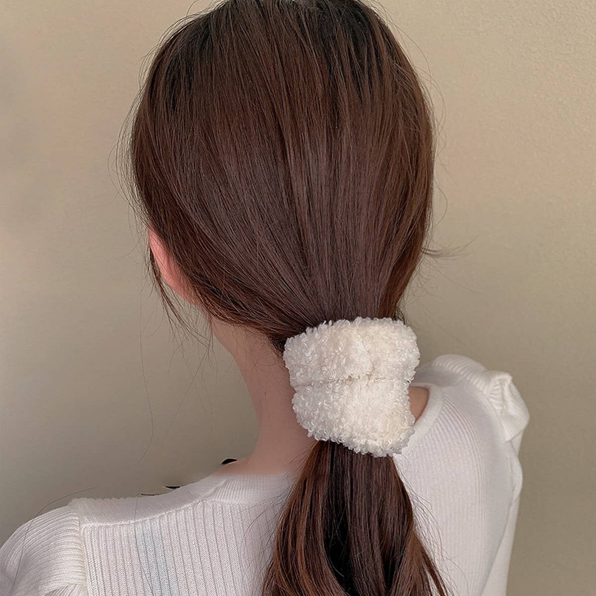 White and Cream Hair Scrunchies