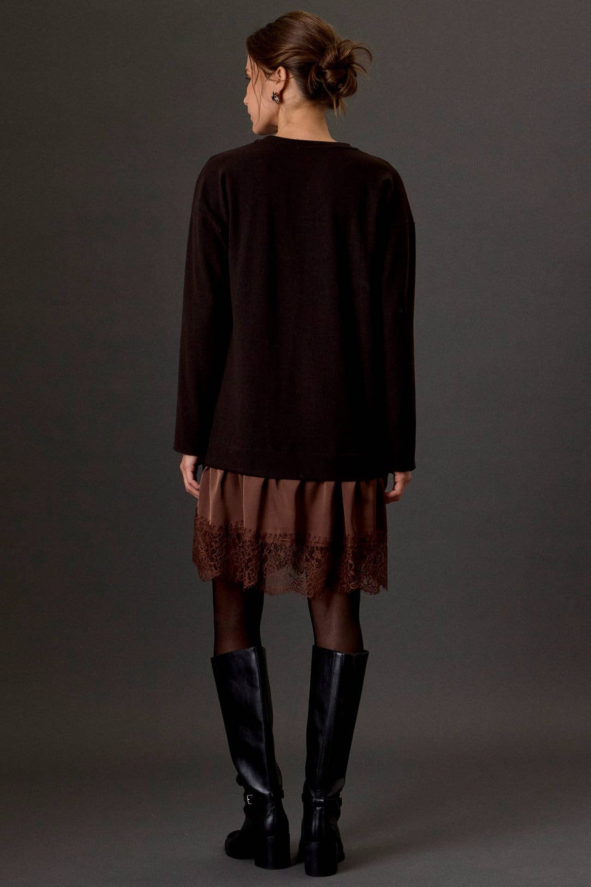 The Marielle Lace-Trim Sweater Dress