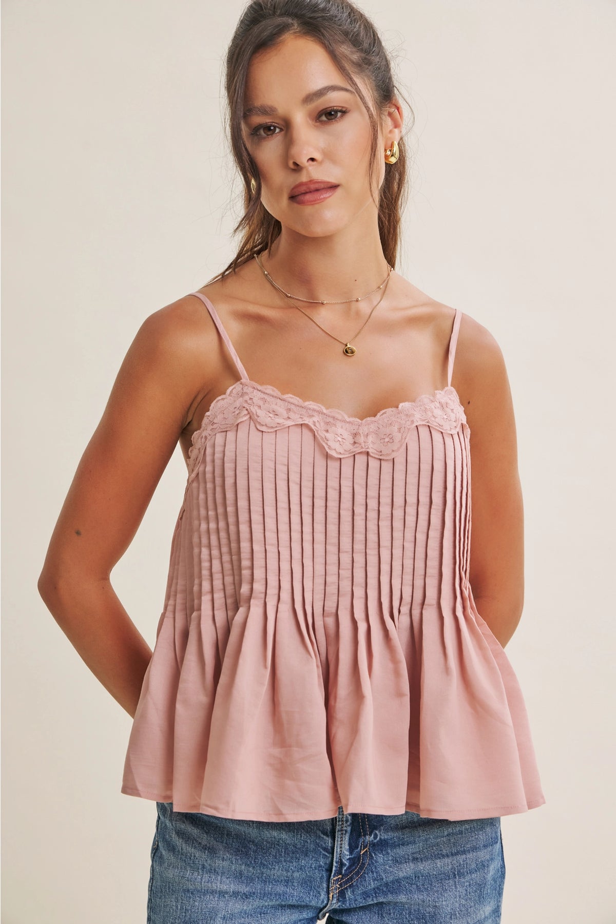 Rosalie Lace Pintuck Tank