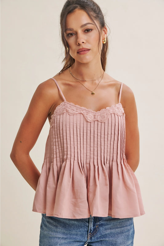 Rosalie Lace Pintuck Tank