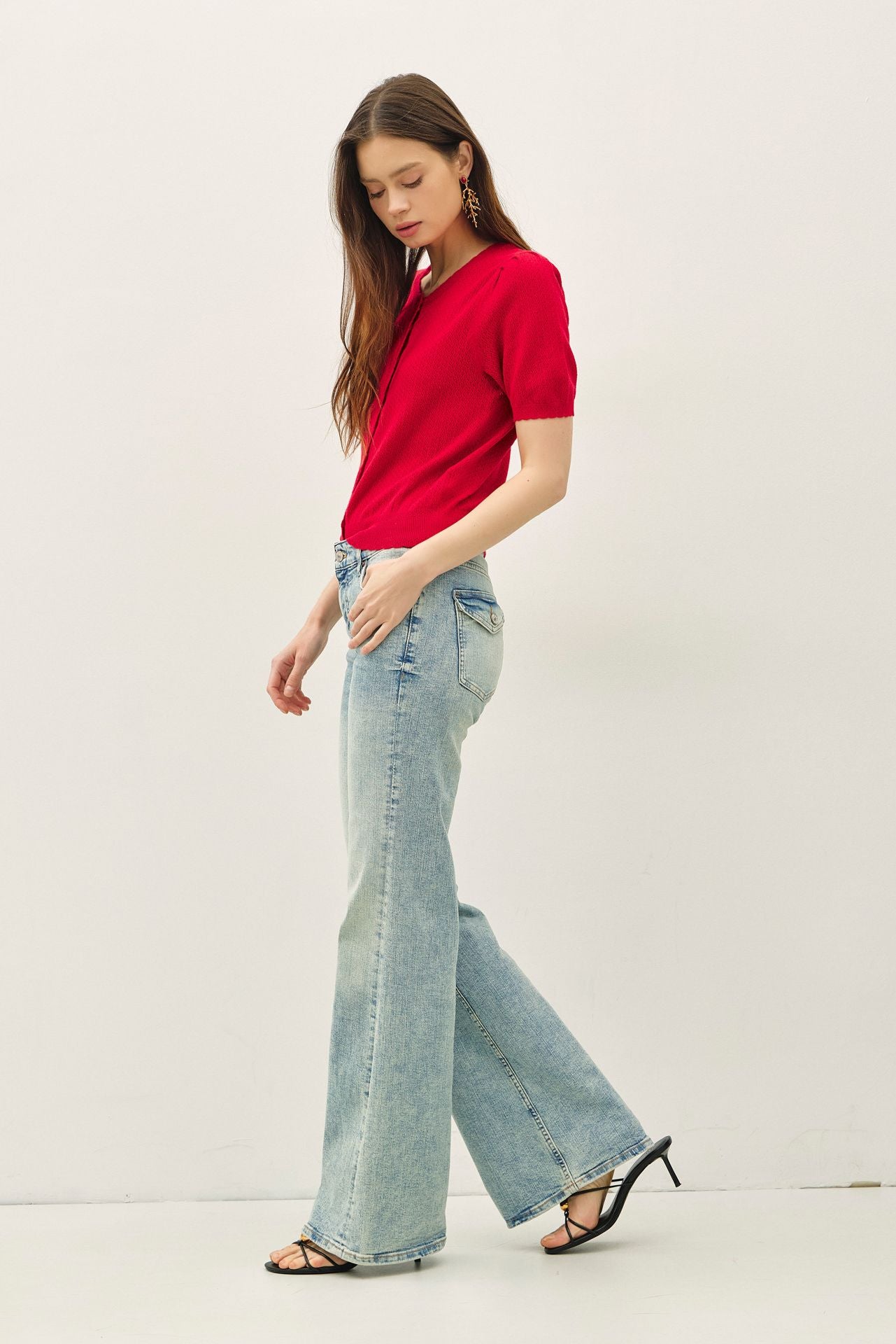 The Lila Knit Top in Red