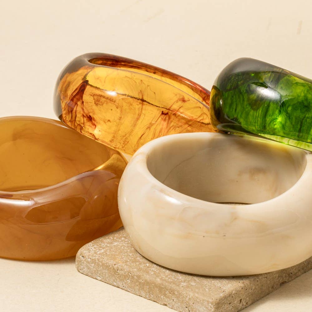 Large Marble Resin Bangle Bracelet