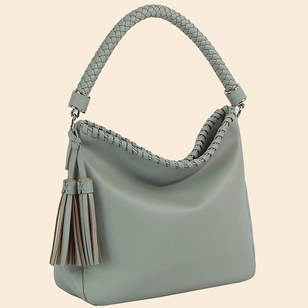 Braided Top Handle Shoulder Bag