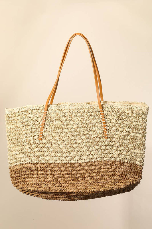 Straw Braided Beach Tote Bag