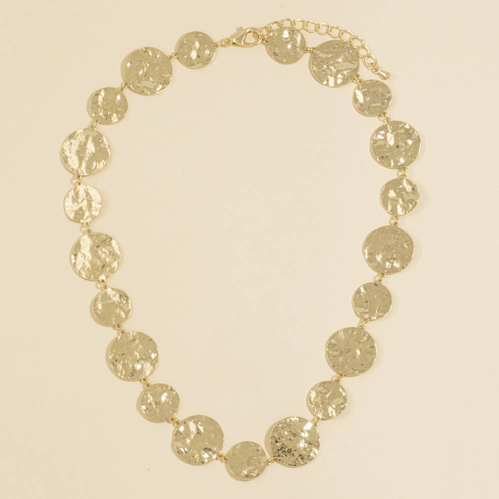 Hammered Coin Disc Station Necklace