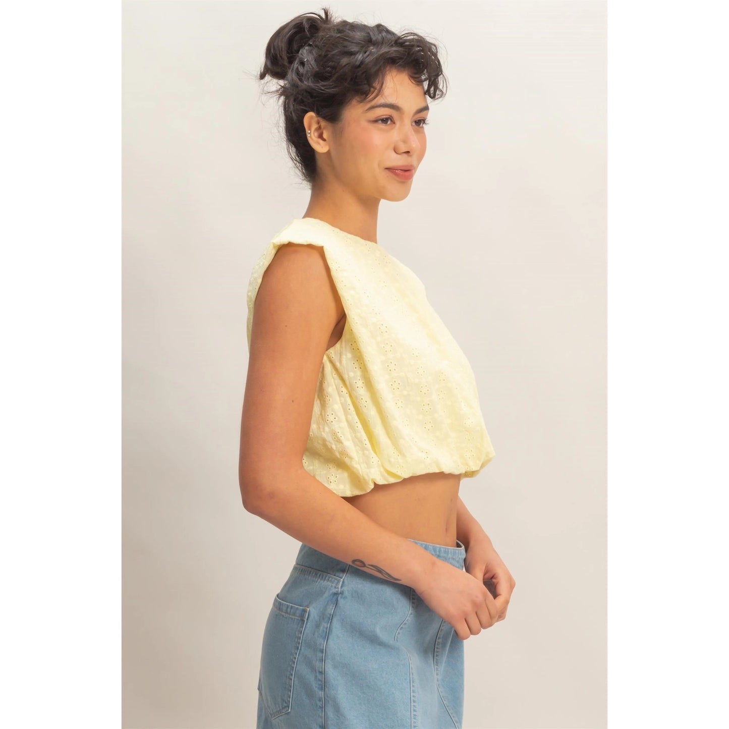 The Lemon Blossom Eyelet Bubble Tank