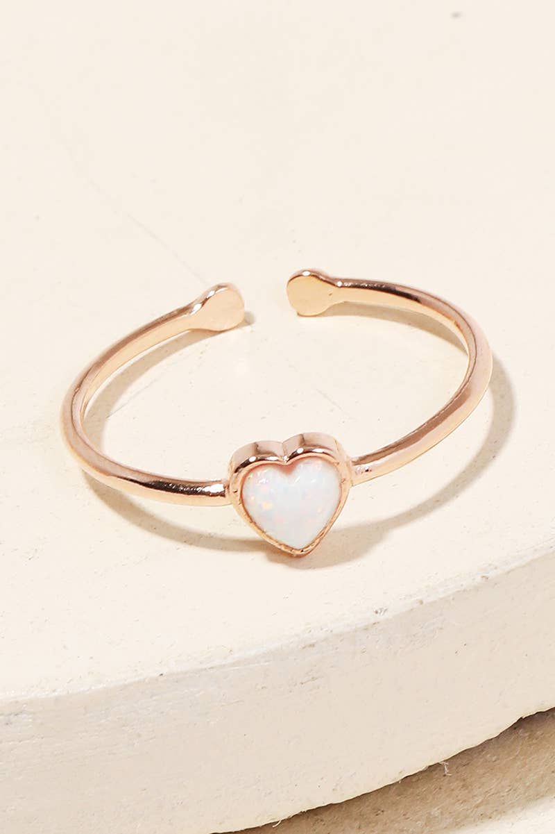 Opal Heart Adjustable Ring