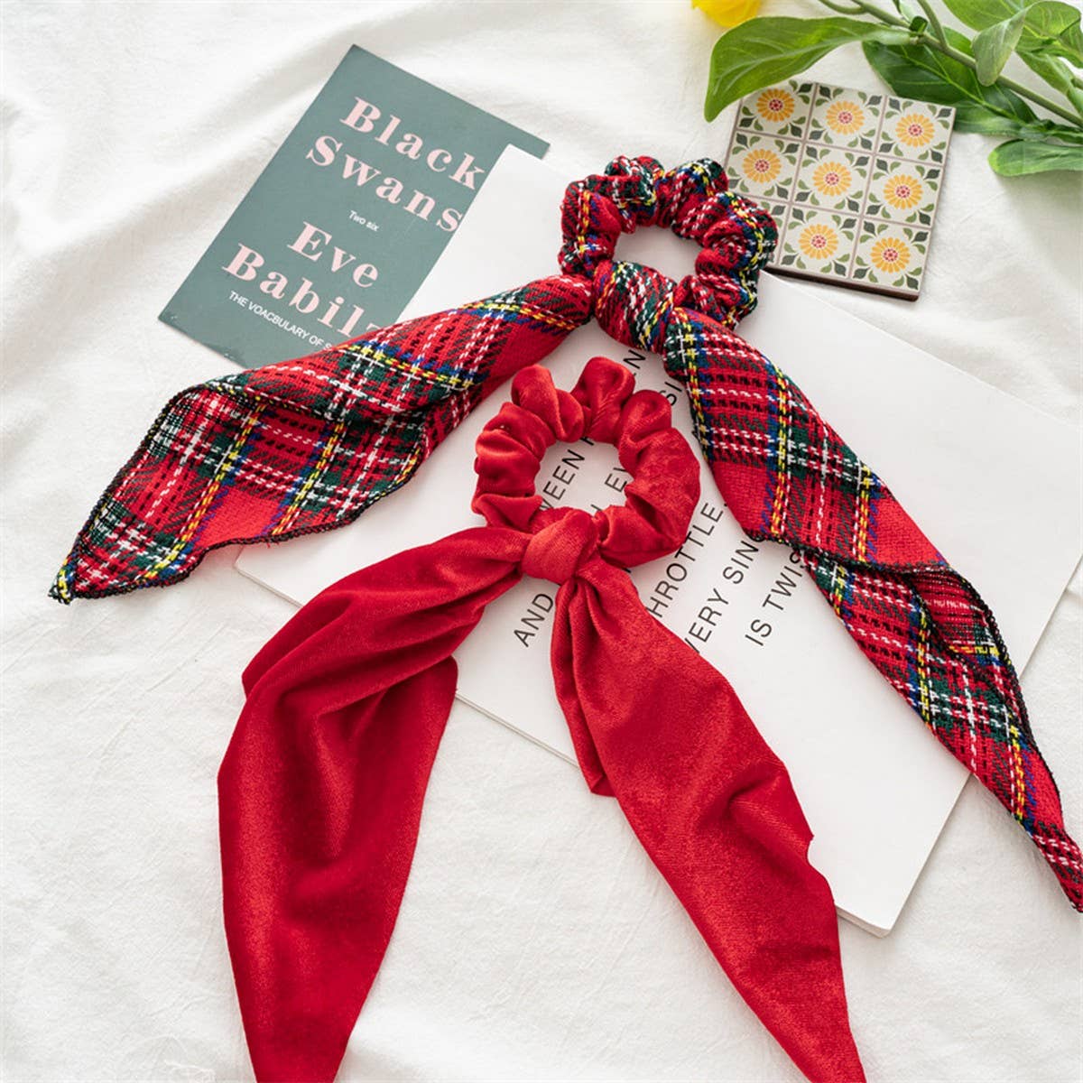 Christmas Ribbon Hair Scrunchies