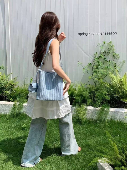 The Skylar Woven Shoulder Tote