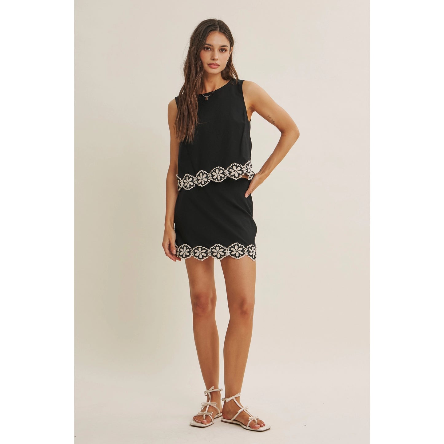 Luna Lace Trim Mini Skirt