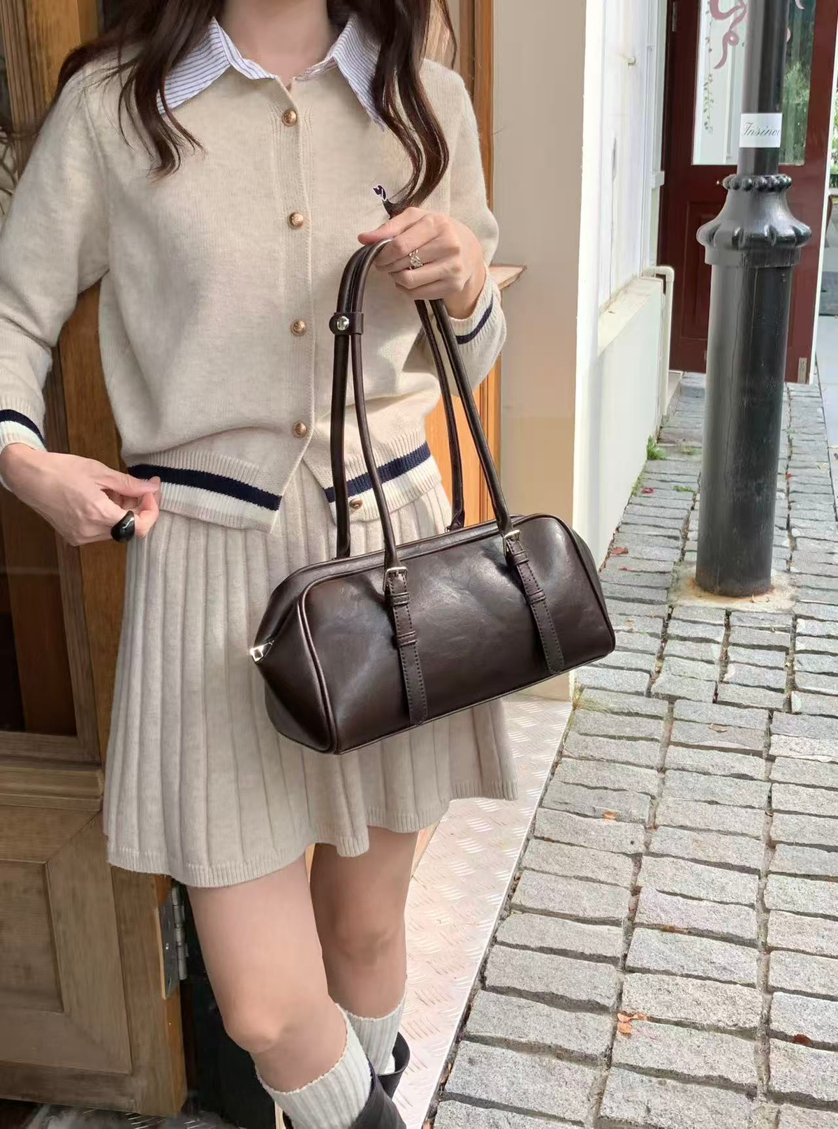 Microfiber Leather Baguette Bag