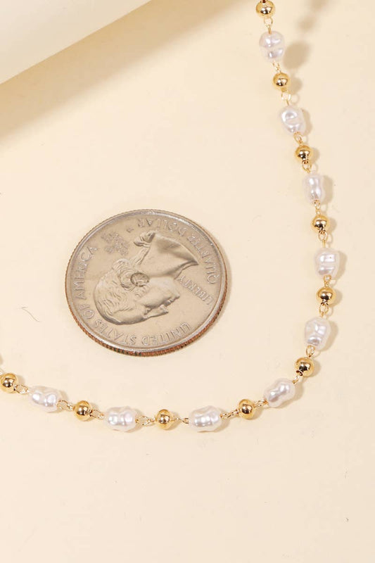 Pearl Beaded Chain Necklace
