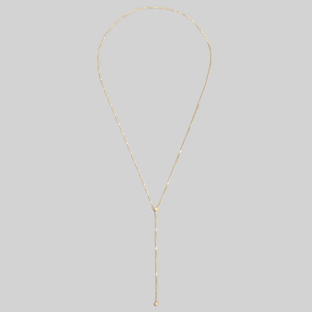 Flat Sequin Chain Ball-End Lariat Necklace