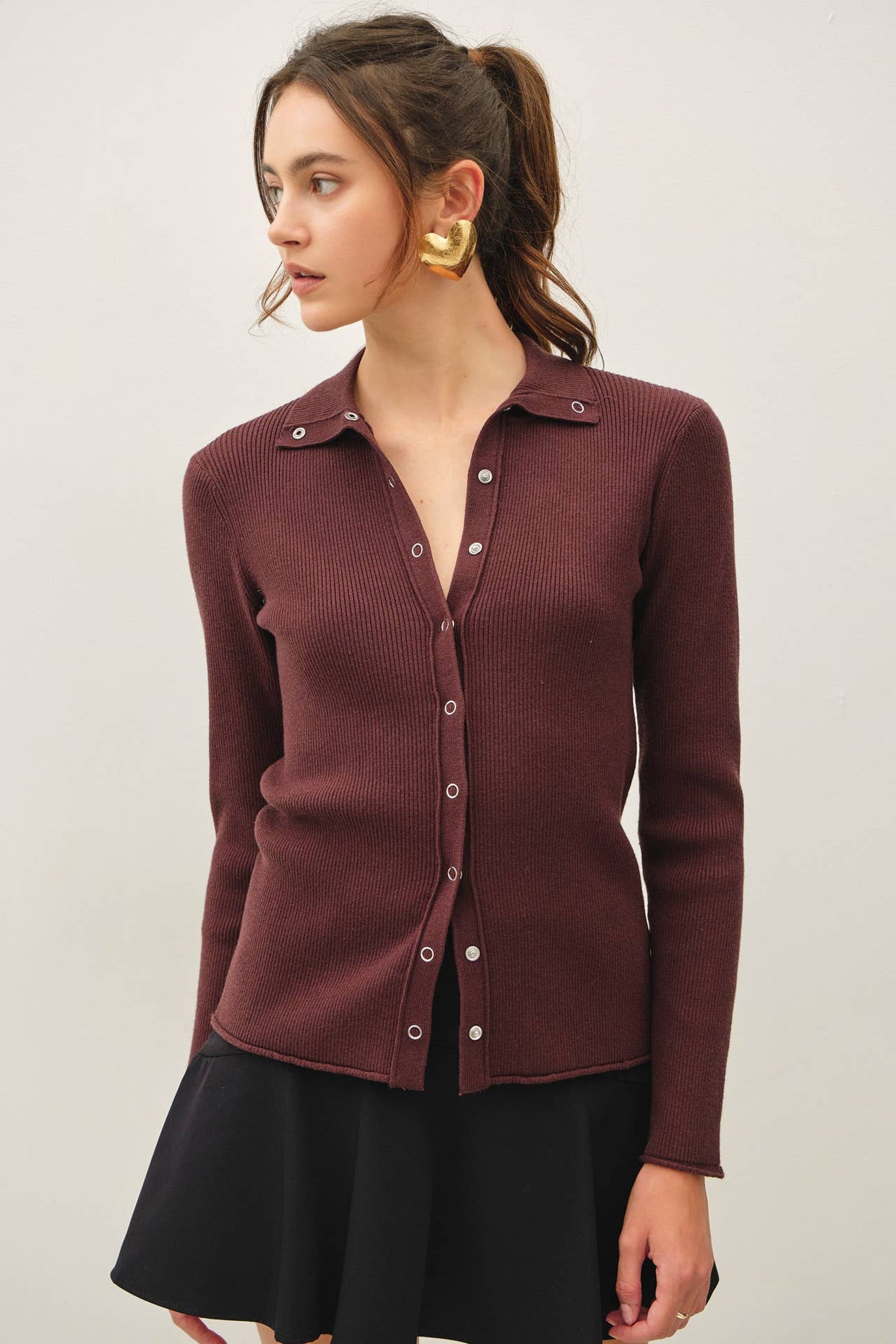 The Snap Front Ribbed Cardigan