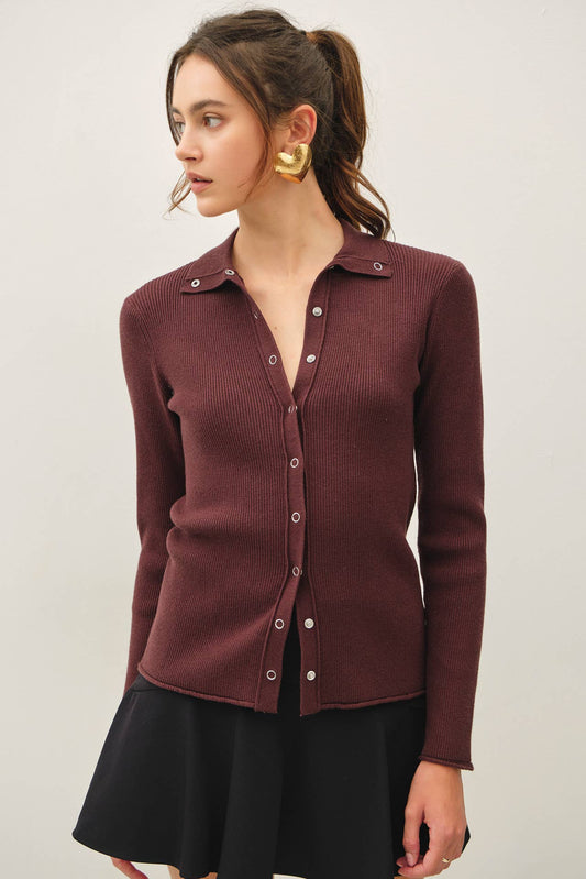 The Snap Front Ribbed Cardigan