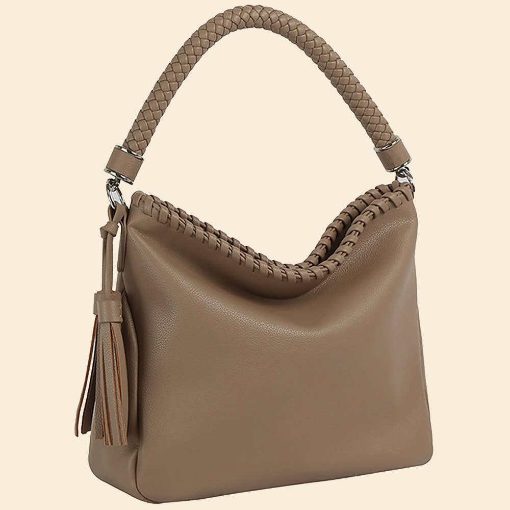 Braided Top Handle Shoulder Bag