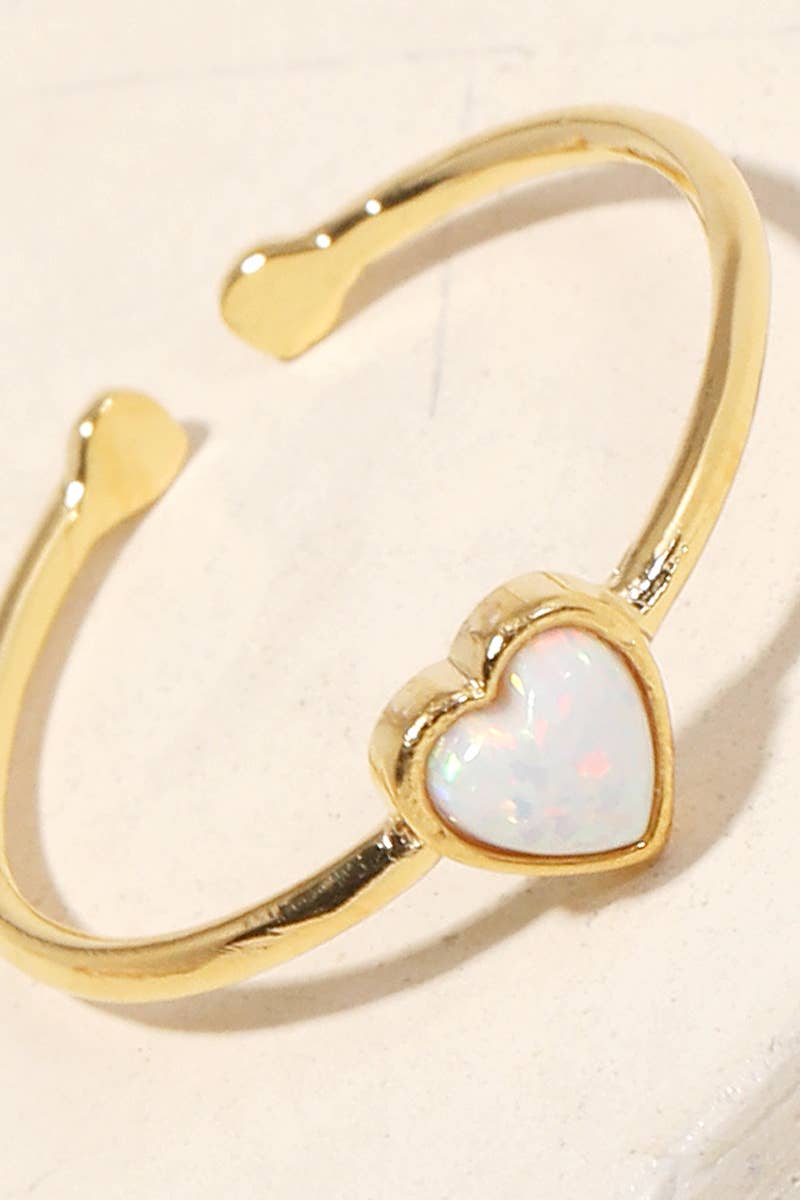 Opal Heart Adjustable Ring