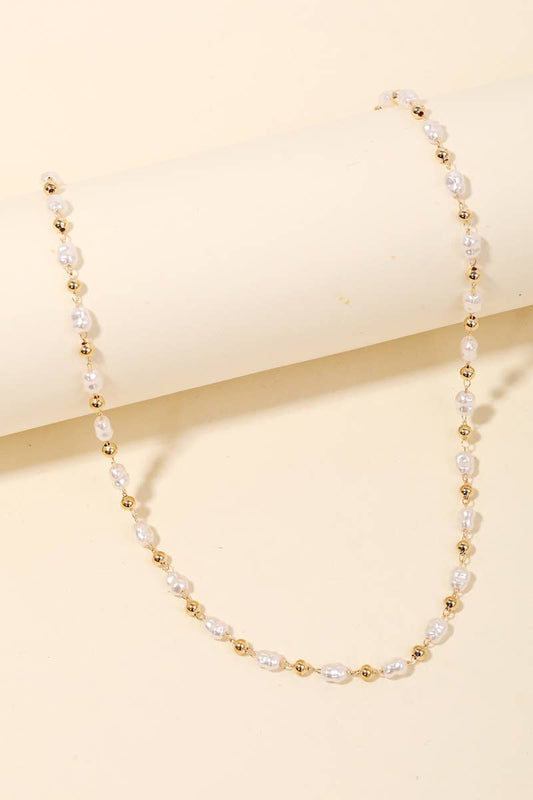 Pearl Beaded Chain Necklace