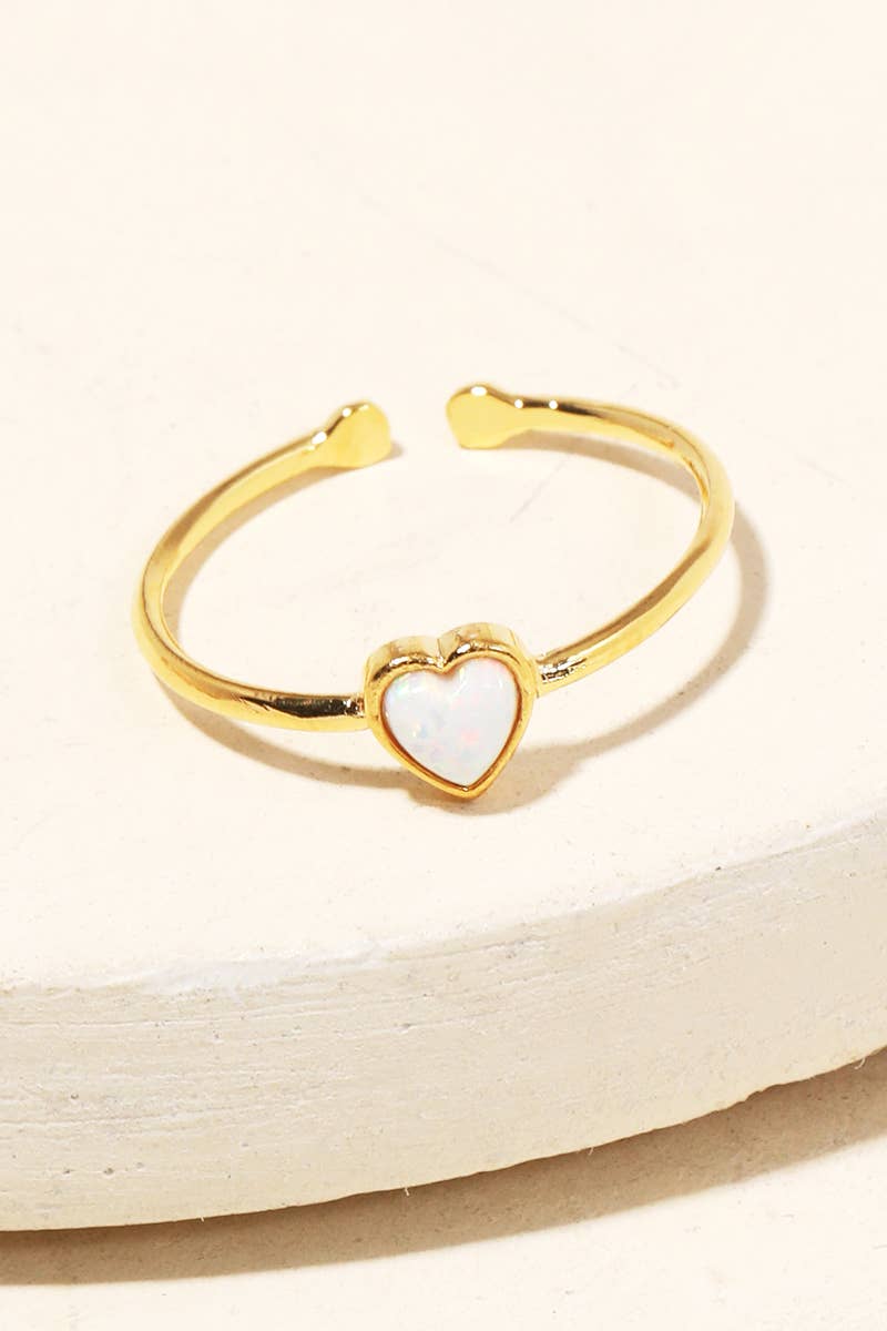 Opal Heart Adjustable Ring