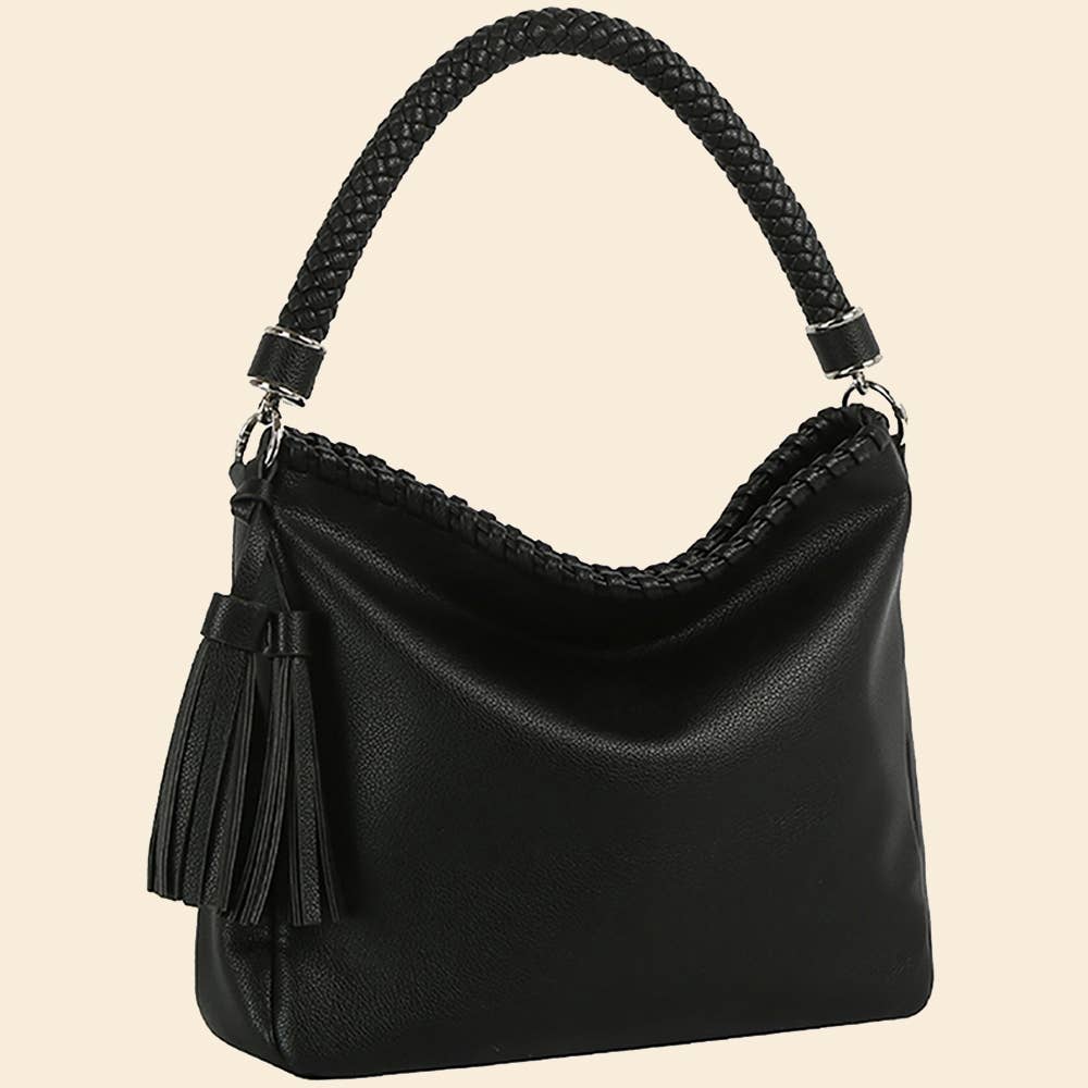 Braided Top Handle Shoulder Bag