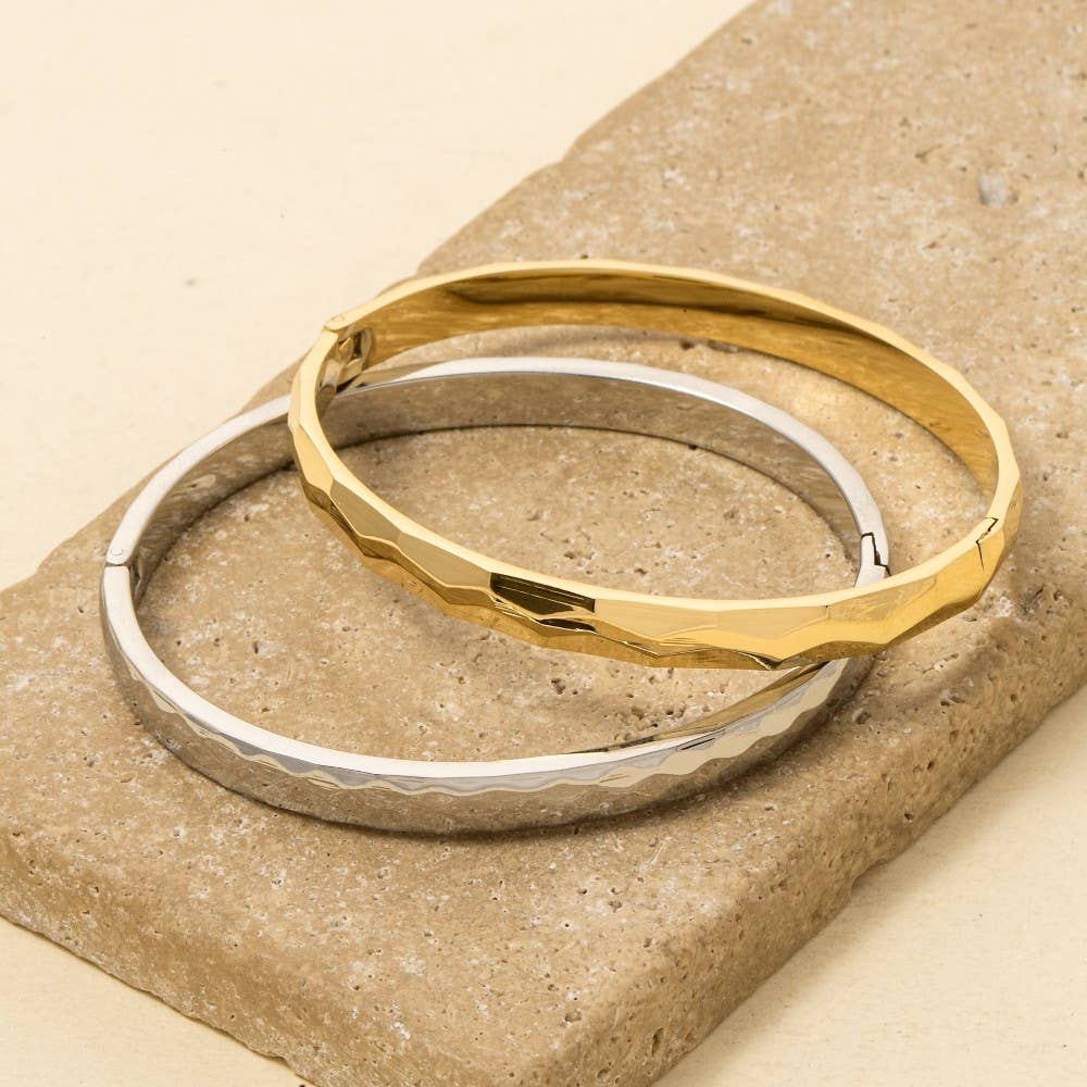 Stainless Steel Hammered Bangle Bracelet
