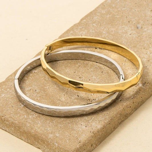 Stainless Steel Hammered Bangle Bracelet