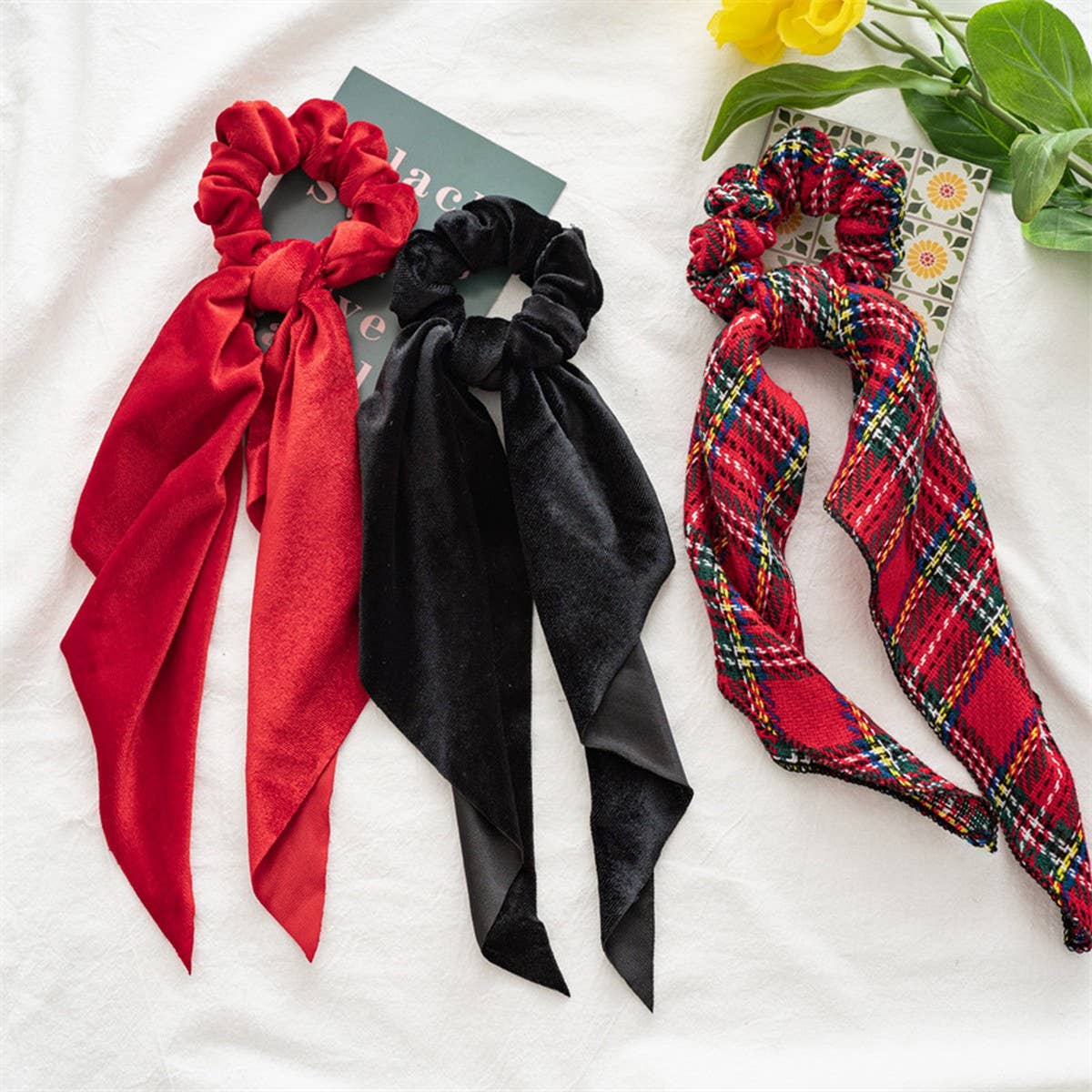 Christmas Ribbon Hair Scrunchies