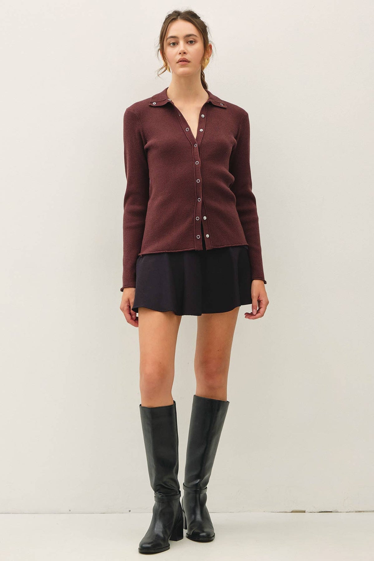 The Snap Front Ribbed Cardigan