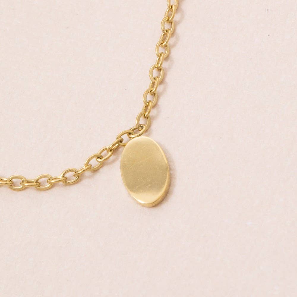 Oval Disc Charm Necklace