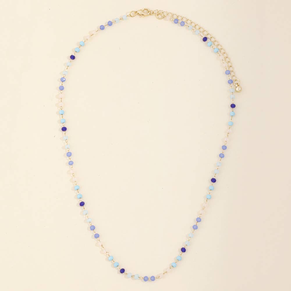 Dainty Faceted Bead Station Chain Necklace