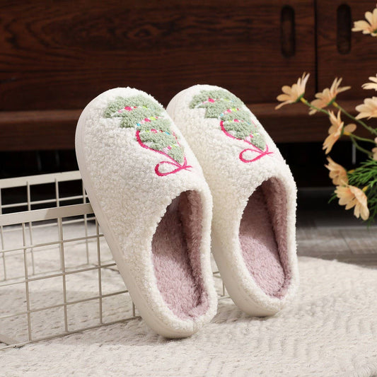 Cozy Christmas Bow Slippers Non-Slip Home Shoes