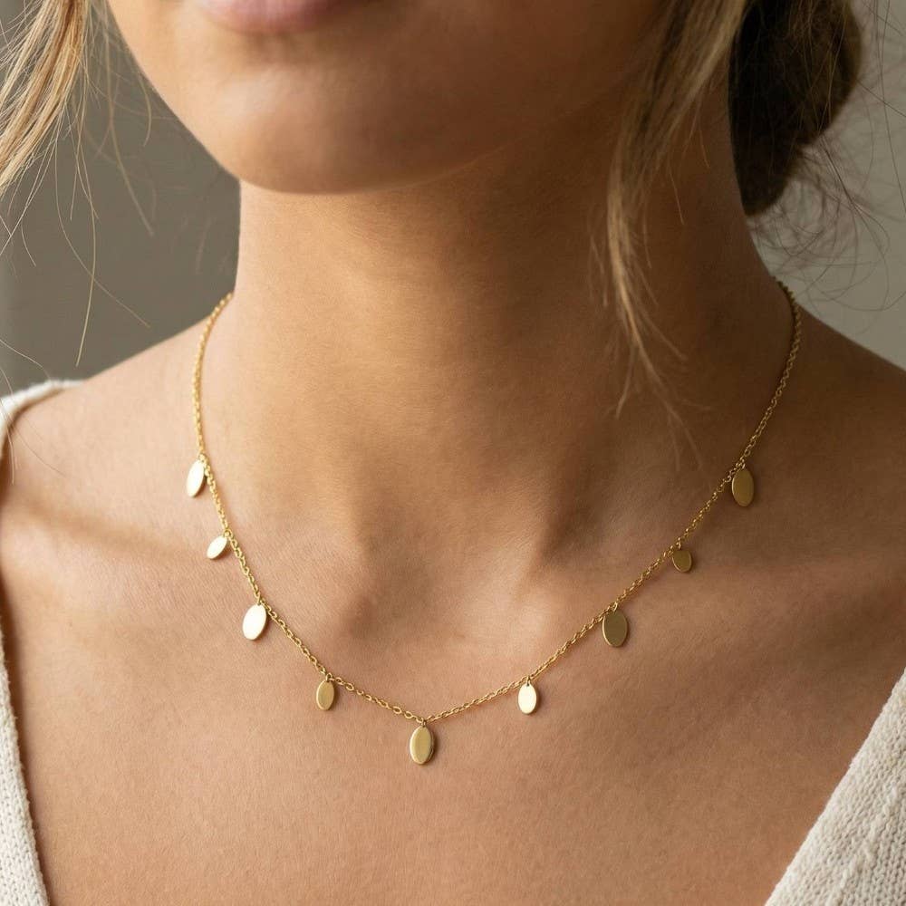 Oval Disc Charm Necklace