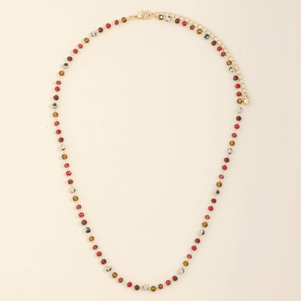 Dainty Faceted Bead Station Chain Necklace