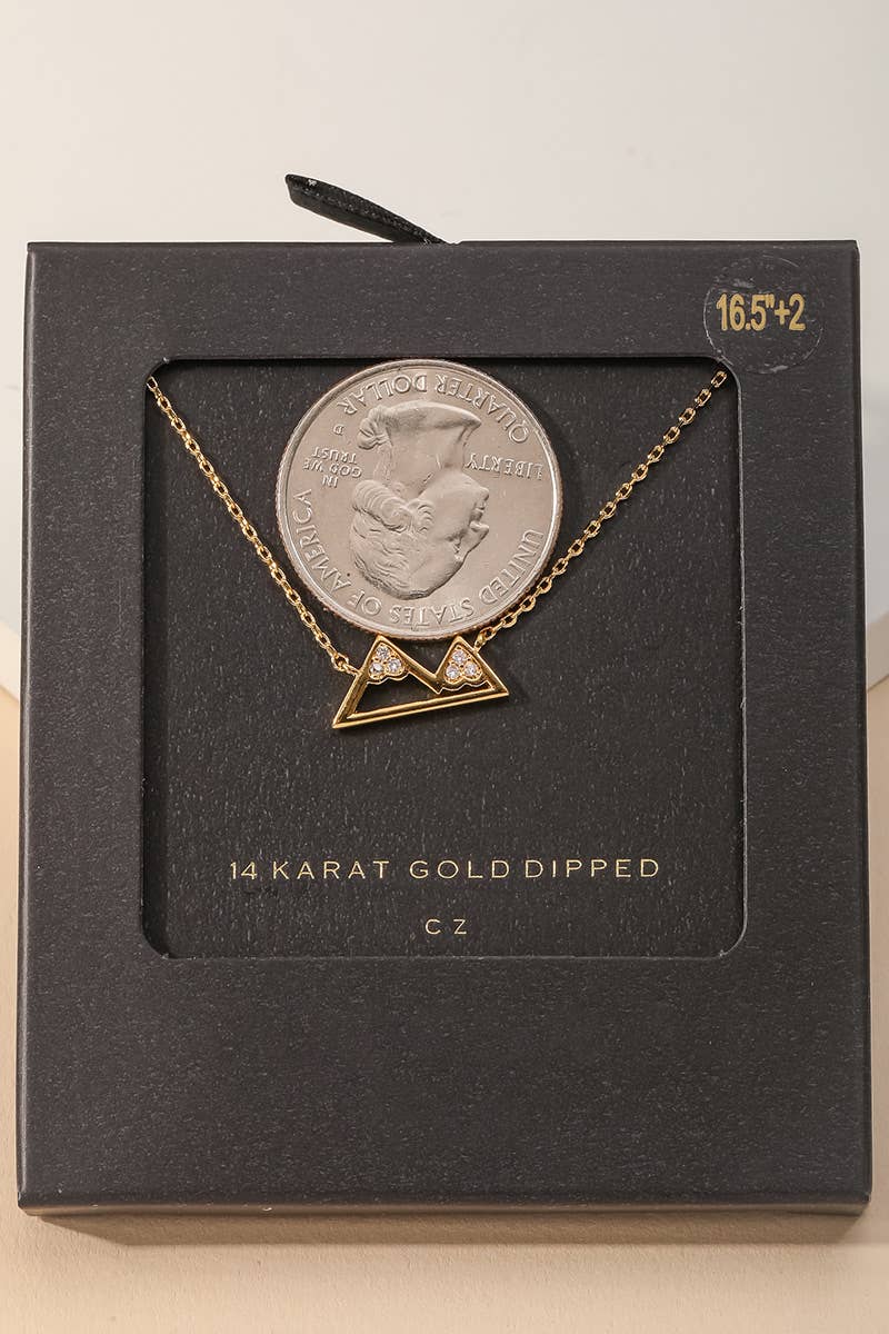 Gold Dipped Secret Box Mountain Pendant Necklace