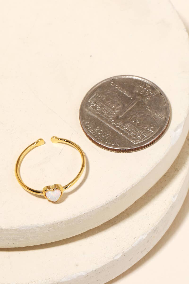 Opal Heart Adjustable Ring