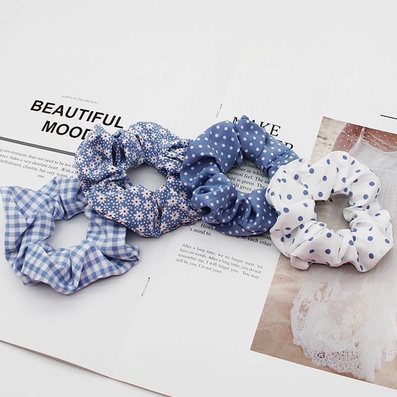 Blue Hair Scrunchies