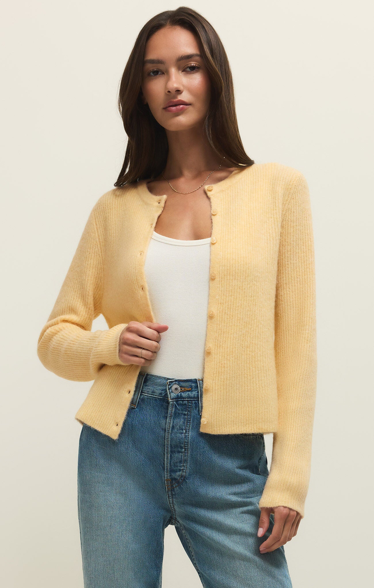 Z Supply Medina Rib Cardigan in Custard