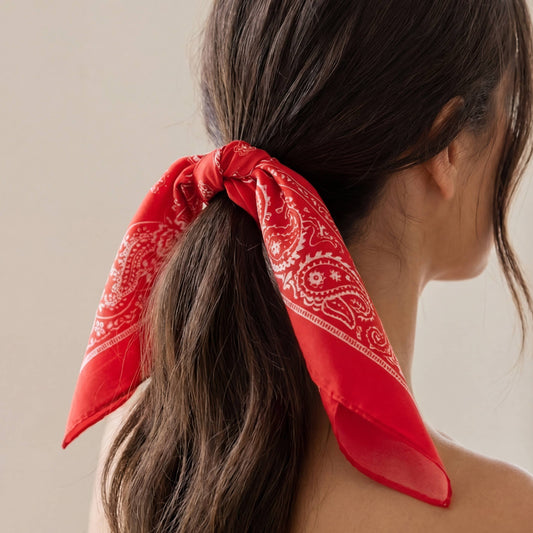 Multi-Patchwork Bandana Paisley Print Satin Square Scarf