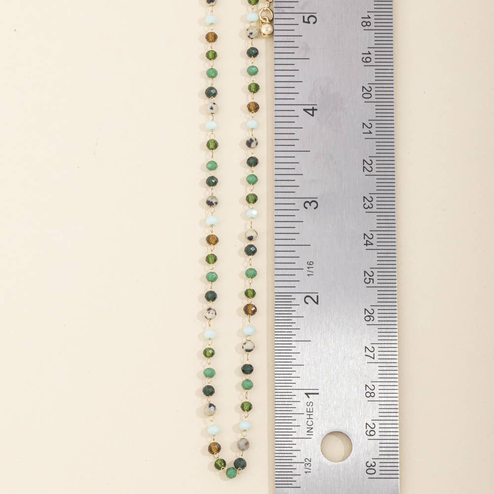 Dainty Faceted Bead Station Chain Necklace
