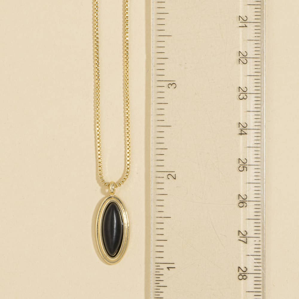 Oval Onyx Bezel Pendant Necklace