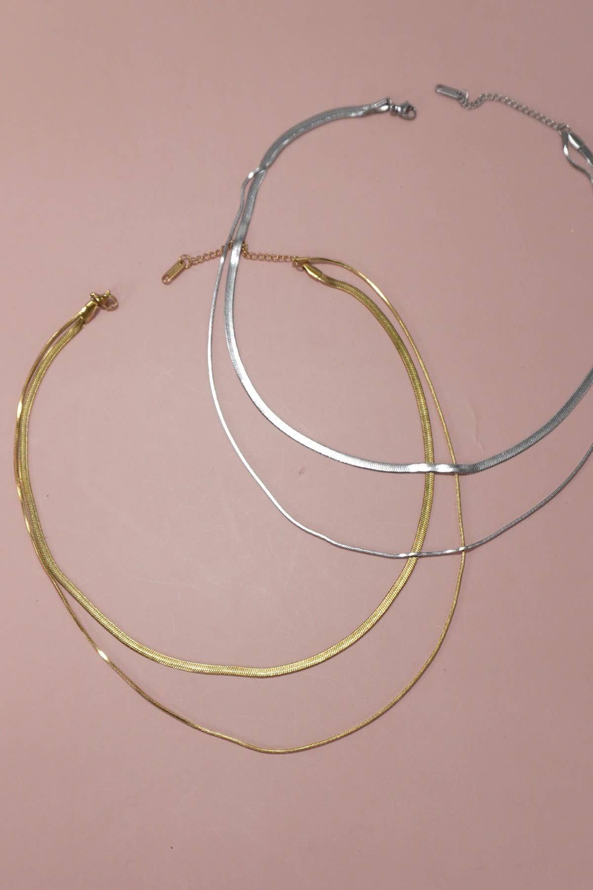 Sleek Herringbone Layer Necklace