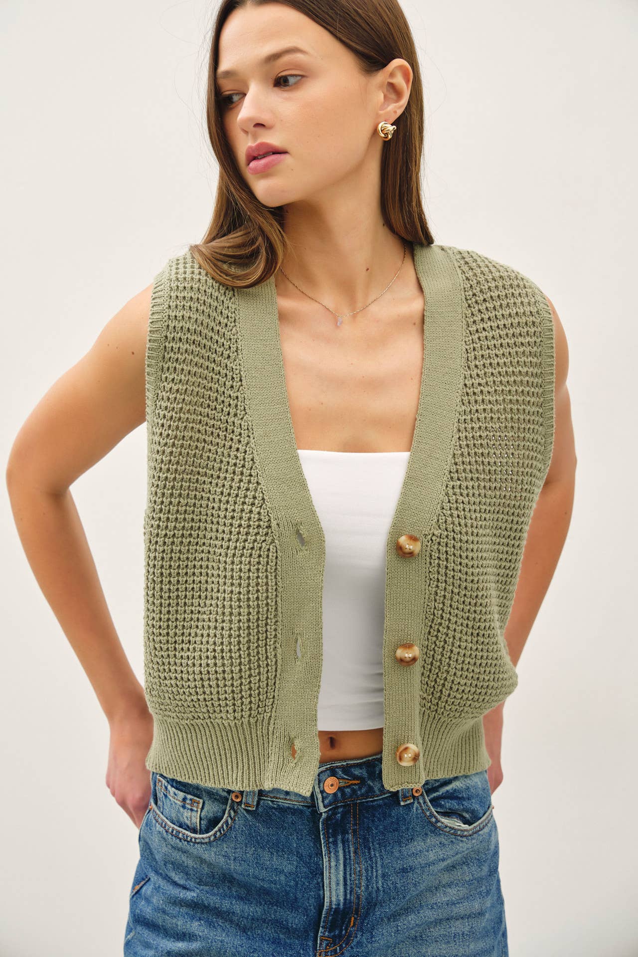 Daphne Waffle Knit Vest