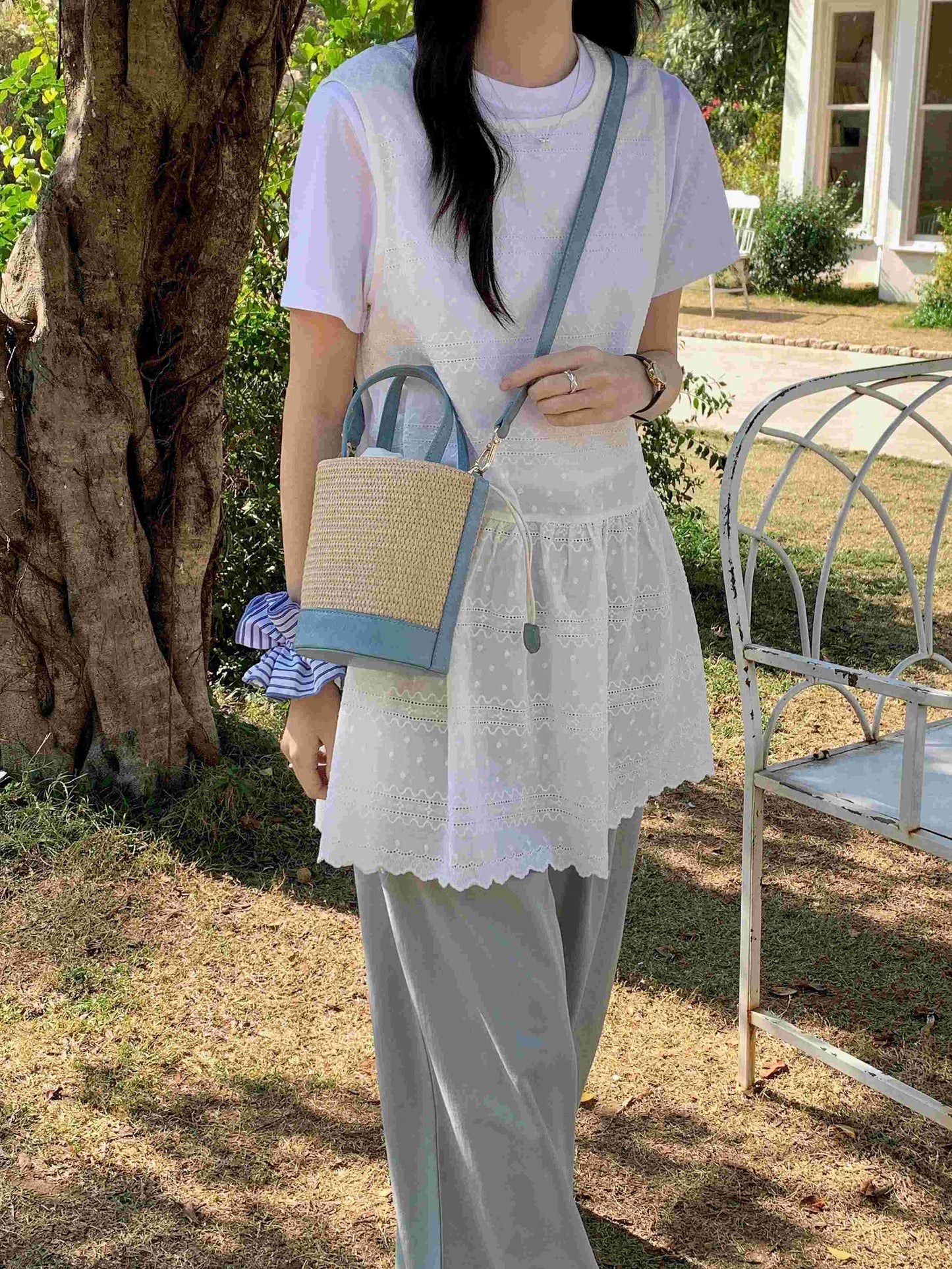 Coastal Woven Bucket Crossbody